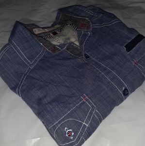 3/$15 Blue Drill Slim Fit Button Down Shirt